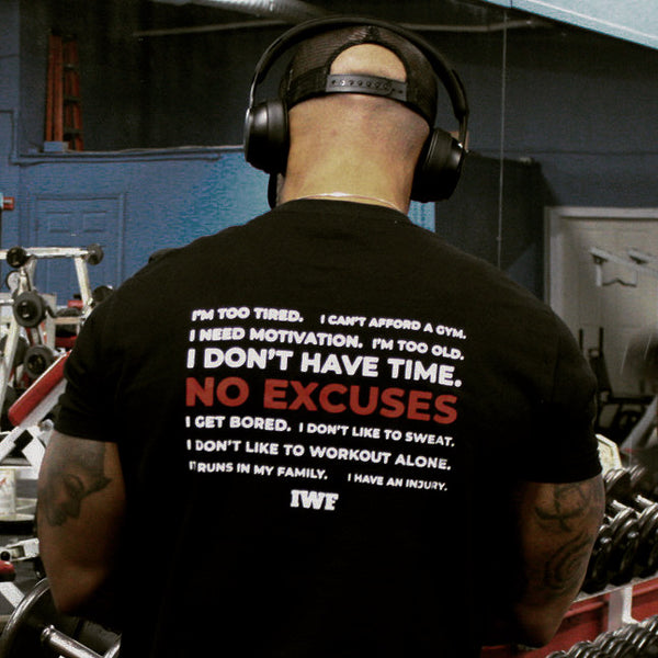 NO EXCUSES BLACK/RED TEE