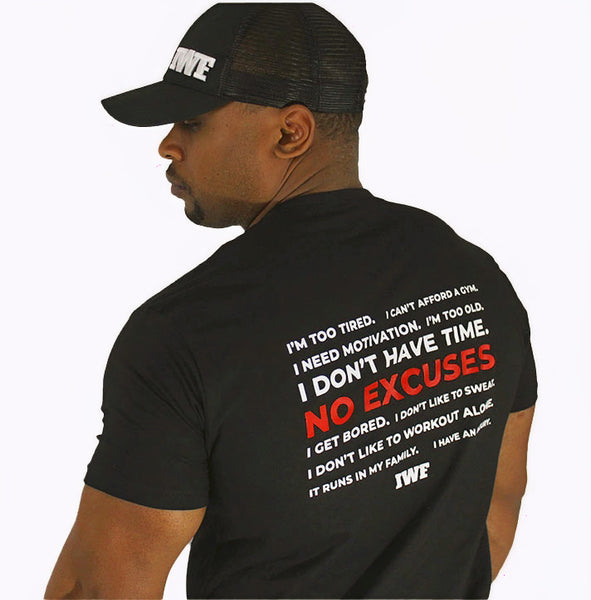 NO EXCUSES BLACK/RED TEE